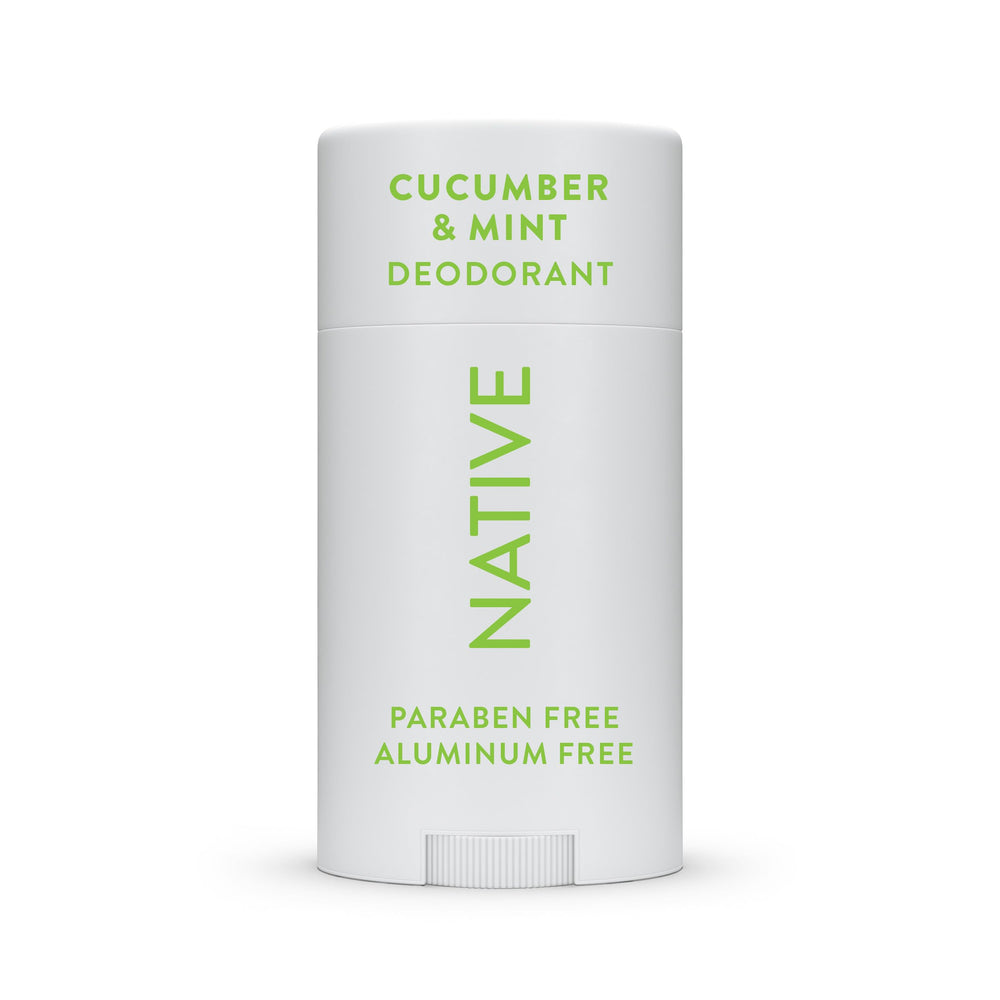 Native deodorant cucumber mint stick application showcases refreshing scent and smooth glide
