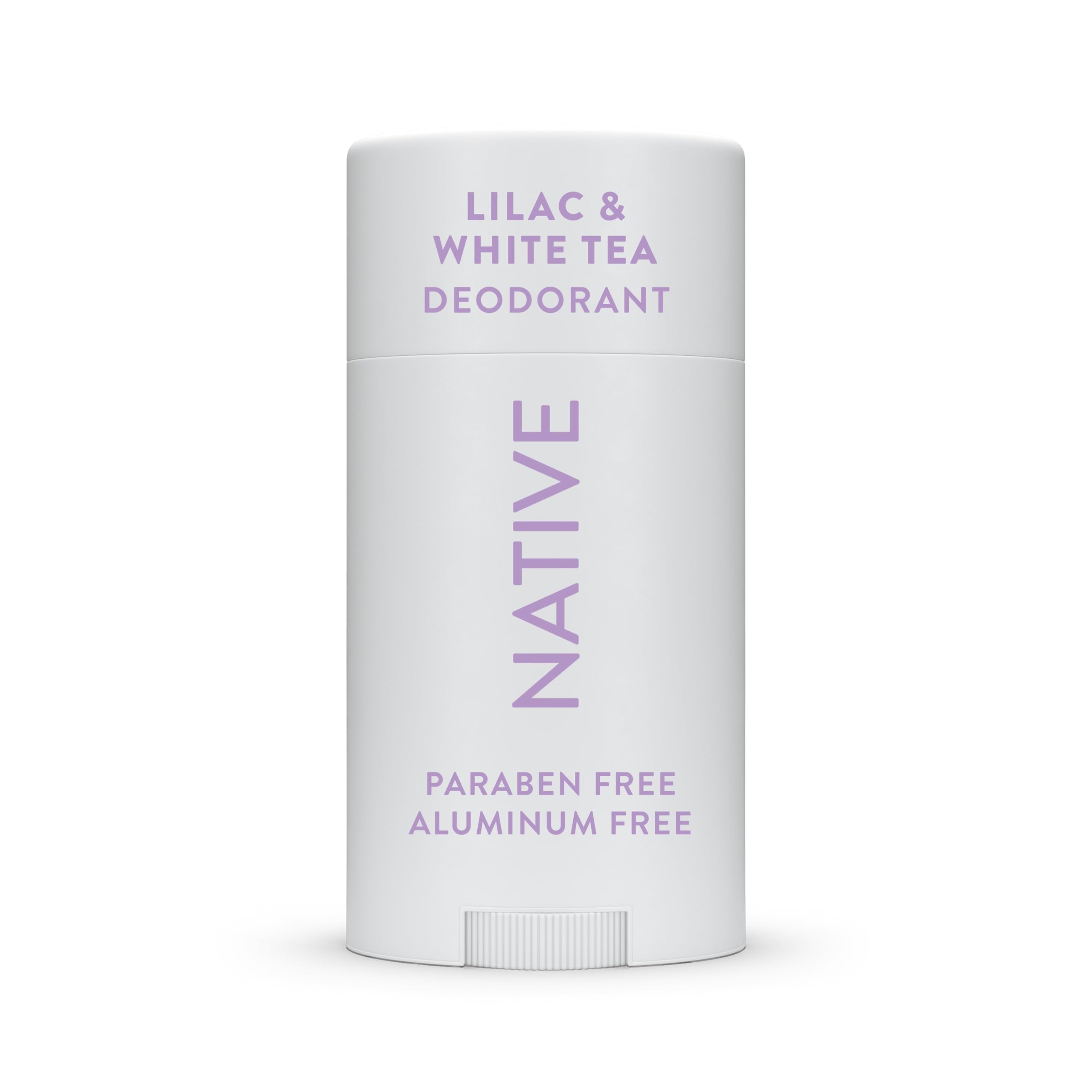 Native Deodorant Lilac & White Tea bottle close-up showing aluminum-free daily freshness