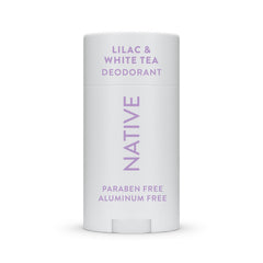 Native Deodorant Lilac & White Tea bottle close-up showing aluminum-free daily freshness