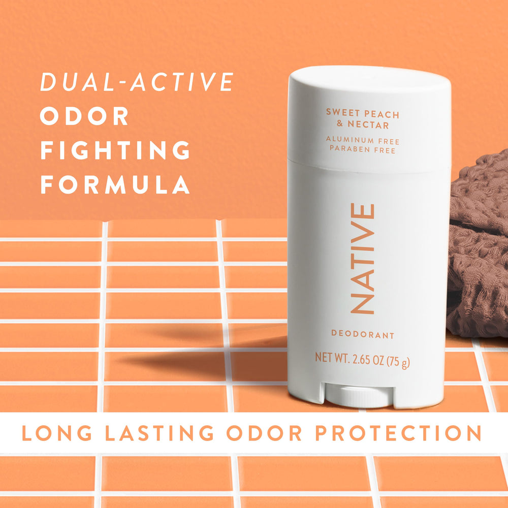 Native deodorant no residue finish shows no white marks on skin.
