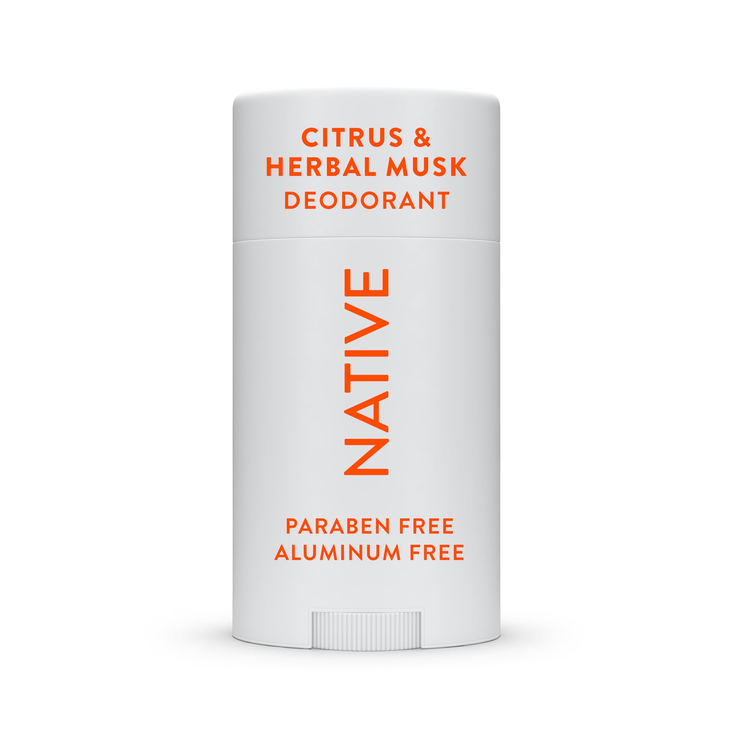 Native Deodorant Citrus & Herbal Musk stick packaging highlights aluminum-free formula