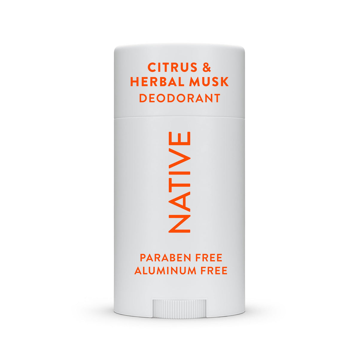 Native Deodorant Citrus & Herbal Musk stick packaging highlights aluminum-free formula