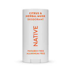 Native Deodorant Citrus & Herbal Musk stick packaging highlights aluminum-free formula