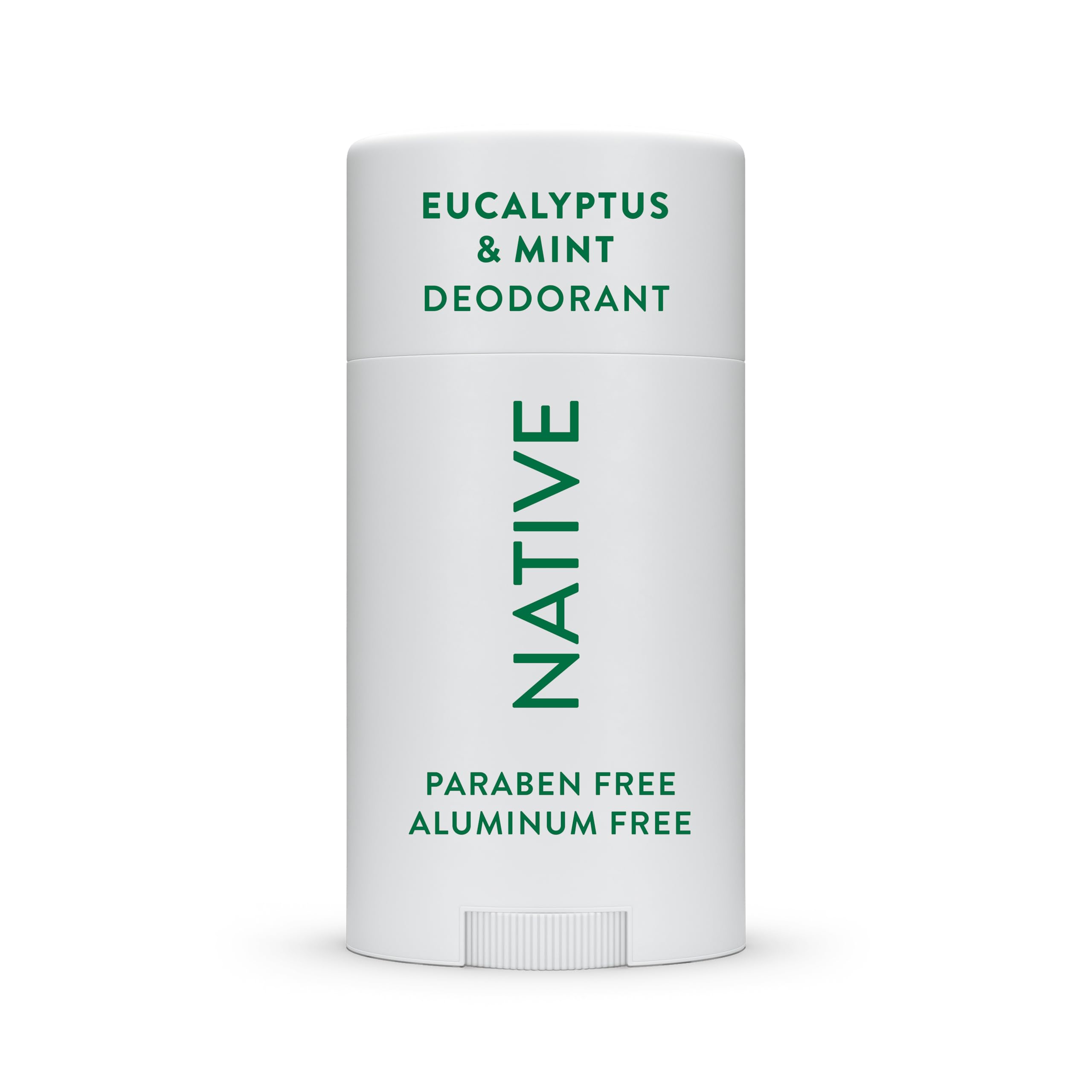 Native deodorant stick packaging with eucalyptus-mint for long-lasting freshness.