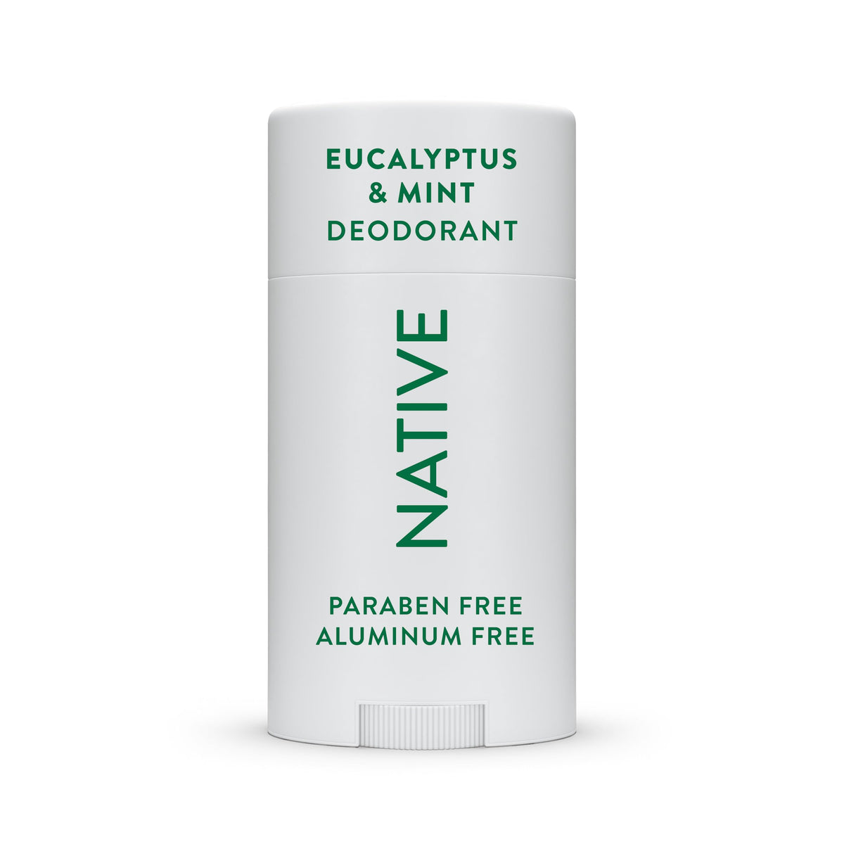 Native deodorant stick packaging with eucalyptus-mint for long-lasting freshness.
