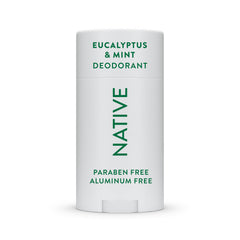 Native deodorant stick packaging with eucalyptus-mint for long-lasting freshness.