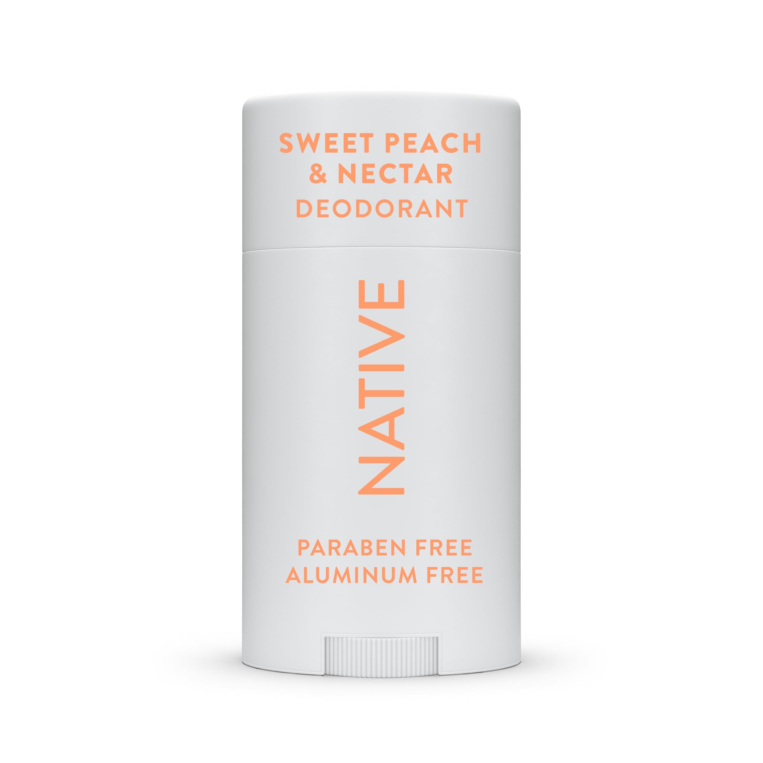 Native deodorant Sweet Peach Nectar bottle highlights lasting freshness.