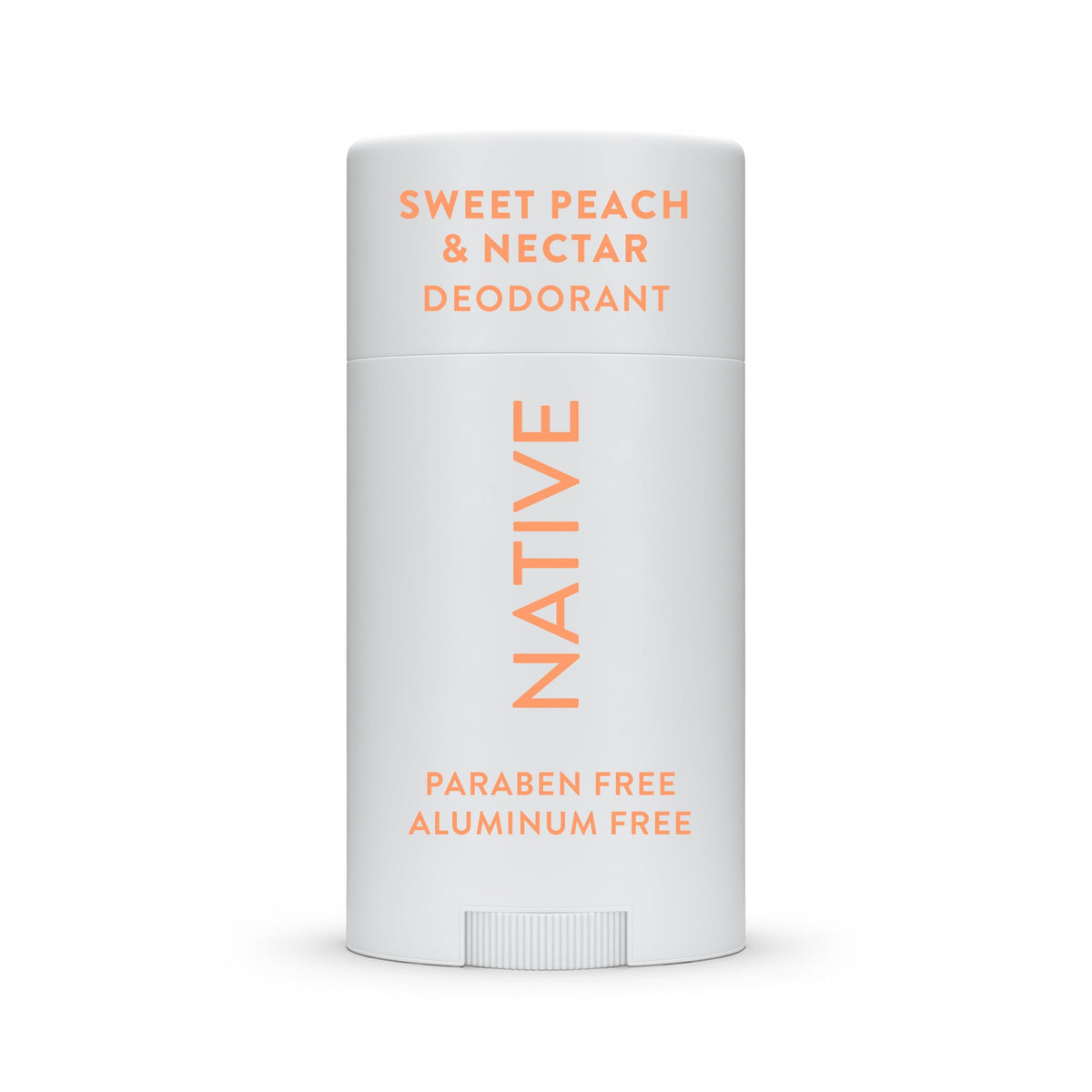 Native deodorant Sweet Peach Nectar bottle highlights lasting freshness.