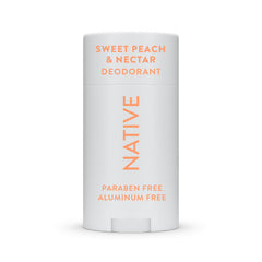 Native deodorant Sweet Peach Nectar bottle highlights lasting freshness.