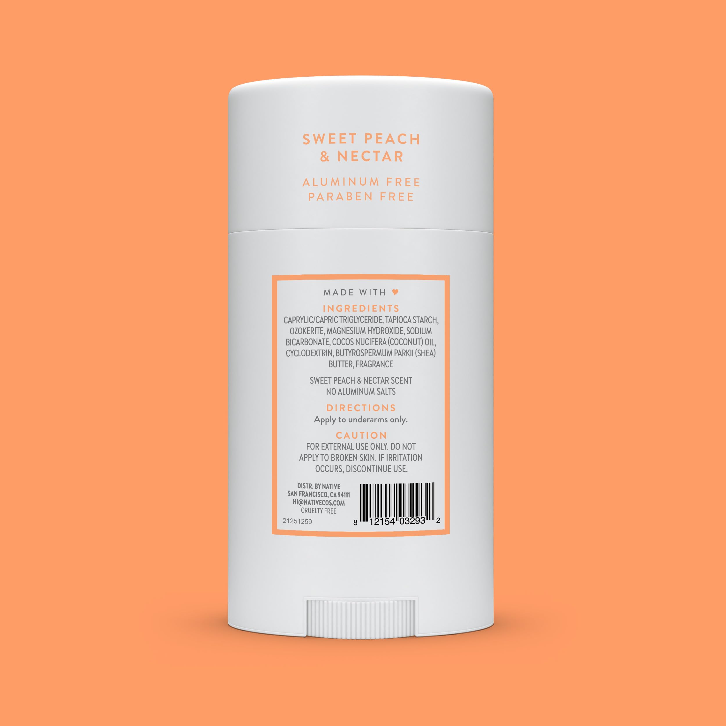 Native deodorant Sweet Peach Nectar scent evokes summer freshness.
