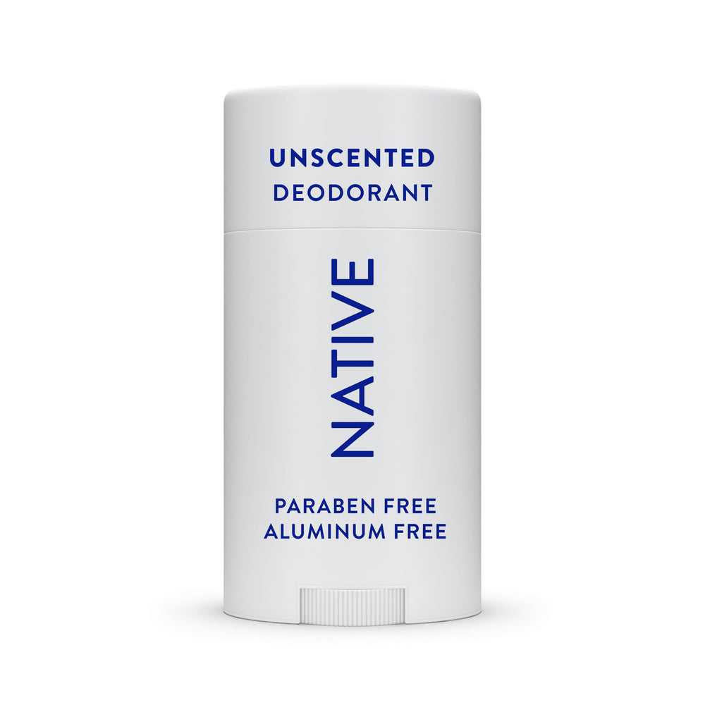 Native unscented deodorant bottle—aluminum-free protection for all-day odor control.