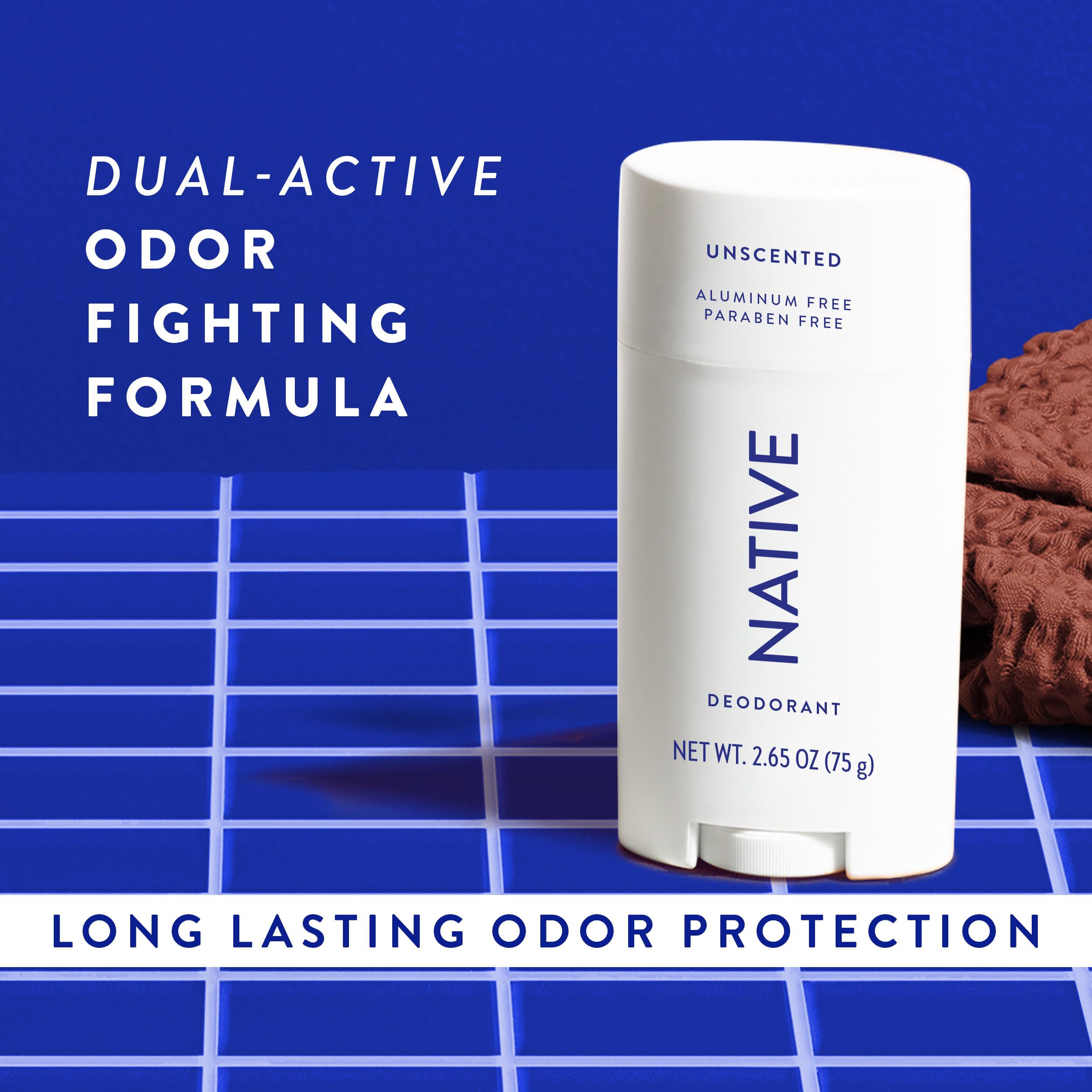 Native unscented 72-hour protection concept illustrated for long-lasting freshness.