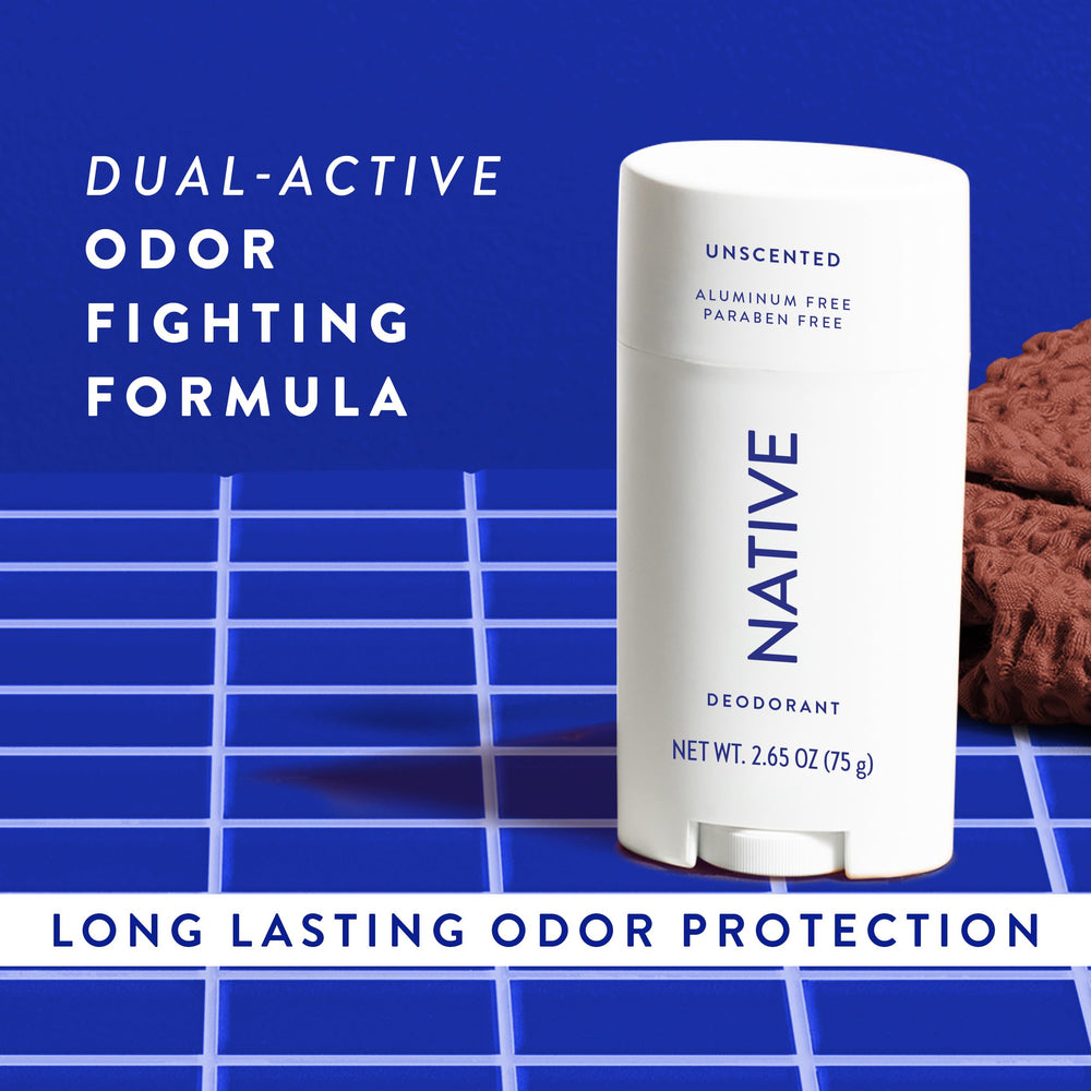Native unscented 72-hour protection concept illustrated for long-lasting freshness.