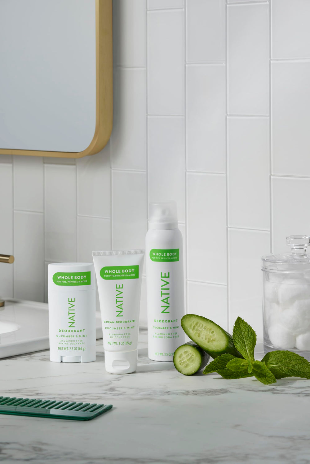 Native gentle-formula packaging suggests skin-friendly use for sensitive underarms.