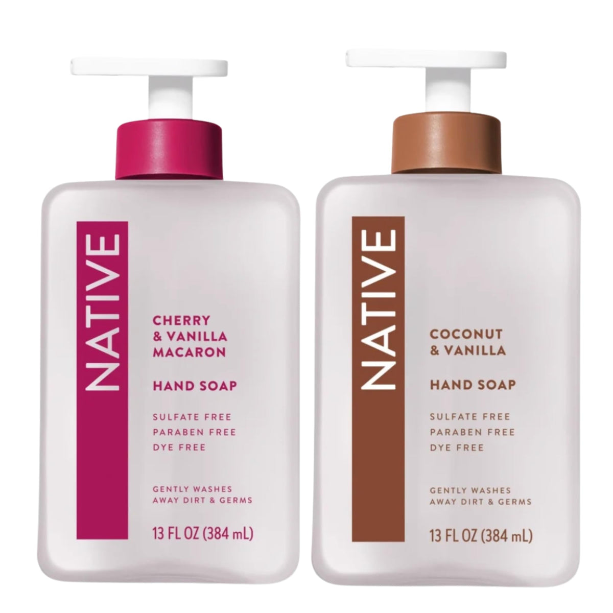 Native Hand Soap Set cherry-vanilla-macaron bottle close-up for gentle cleanse