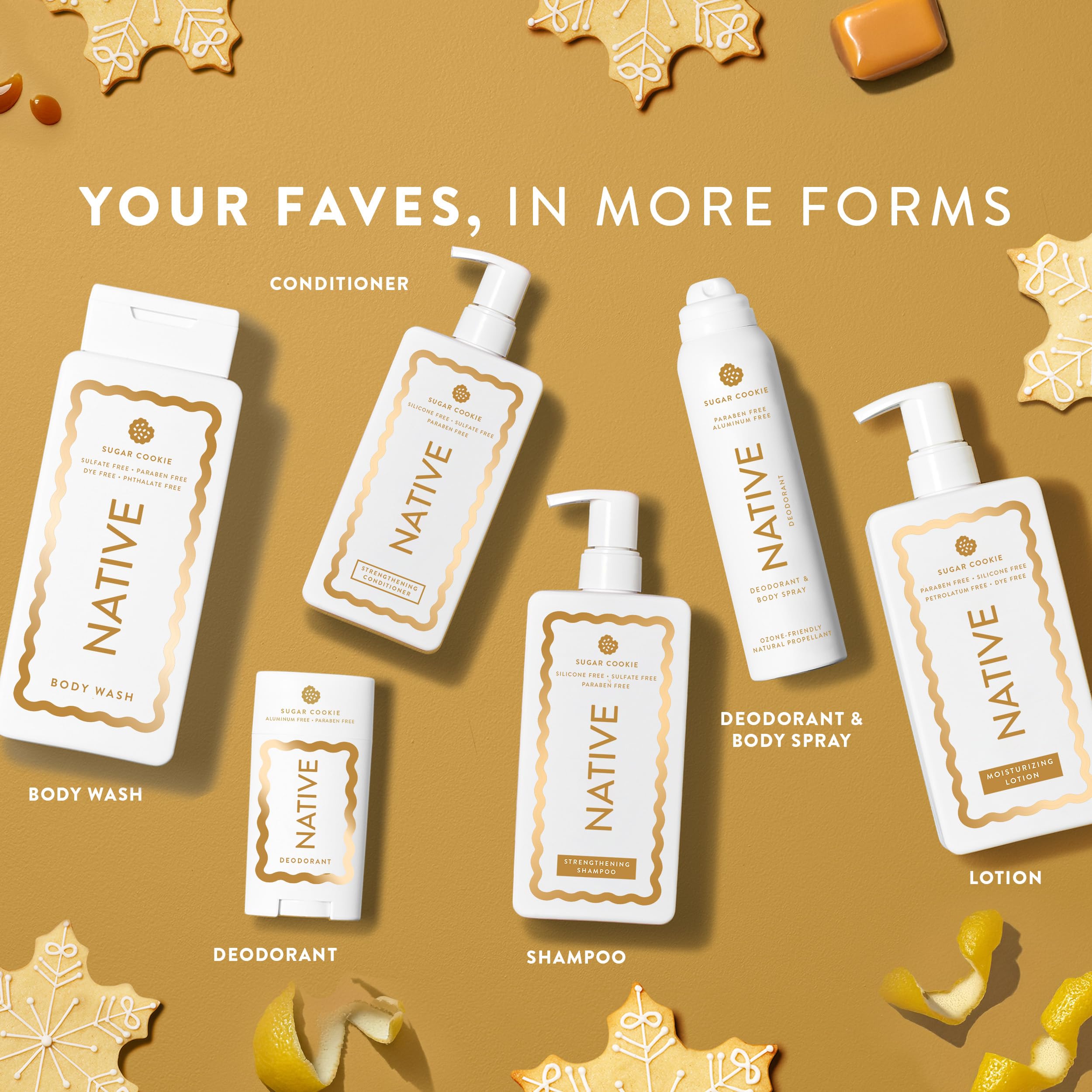 Native holiday-shoppe fresh-mistletoe packaging emphasizes festive mood and skin-friendly formula.