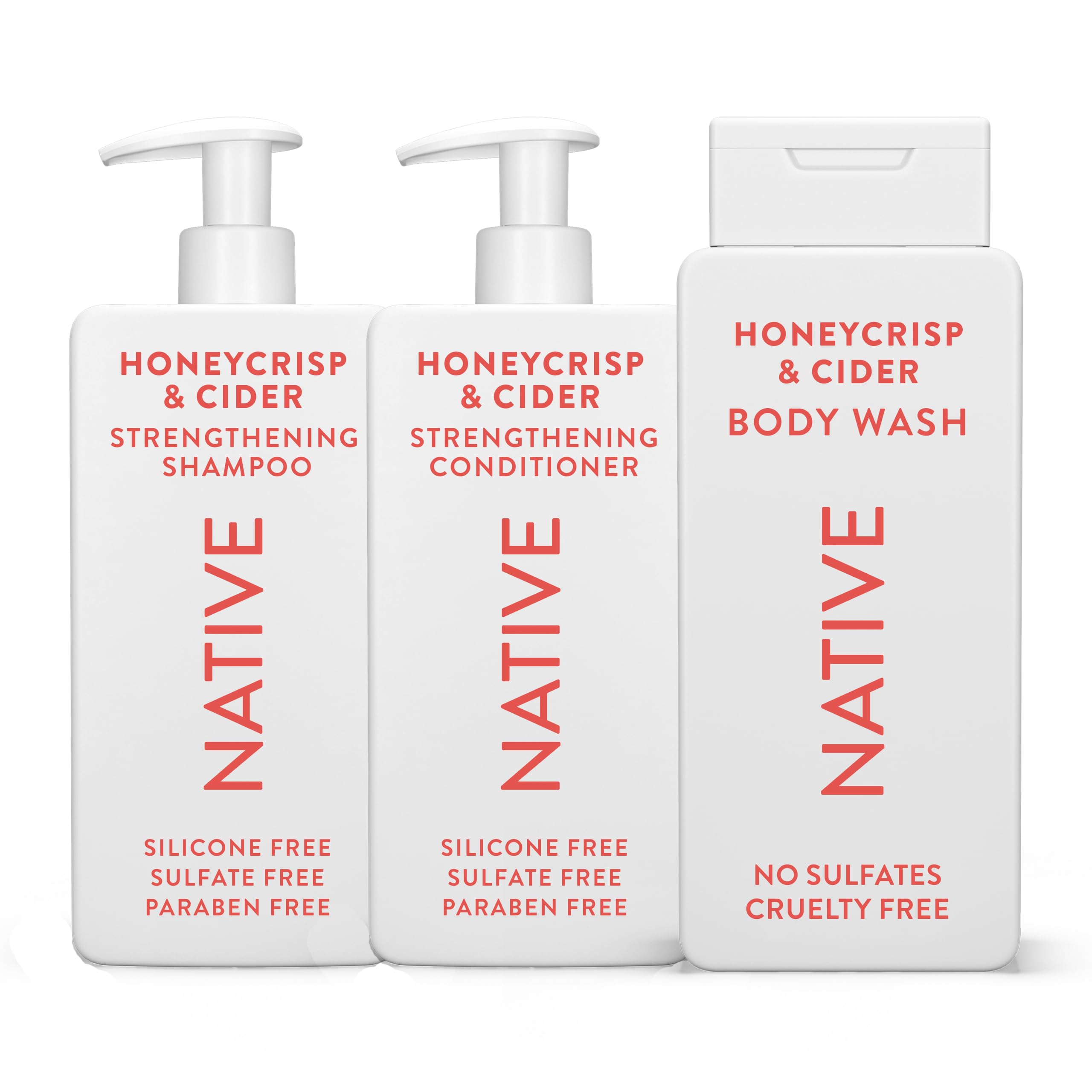 Native Honey Crisp Cider shampoo bottle shows refreshing daily cleanse for hair.