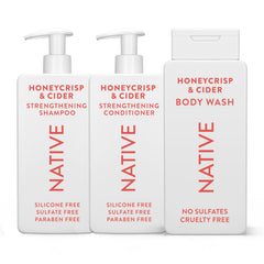 Native Honey Crisp Cider shampoo bottle shows refreshing daily cleanse for hair.