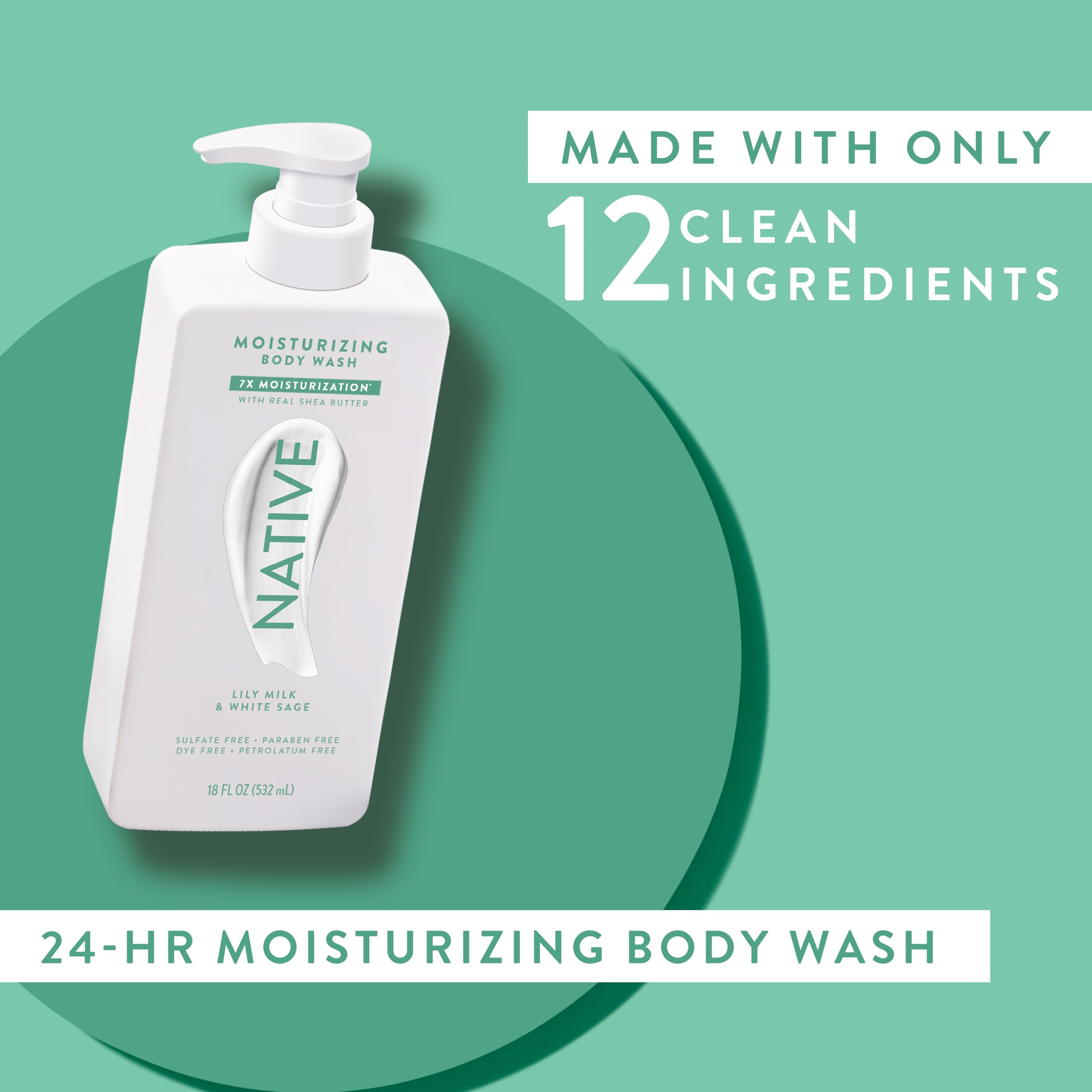 Native Lily Milk & White Sage packaging signals sulfate- and dye-free formula.