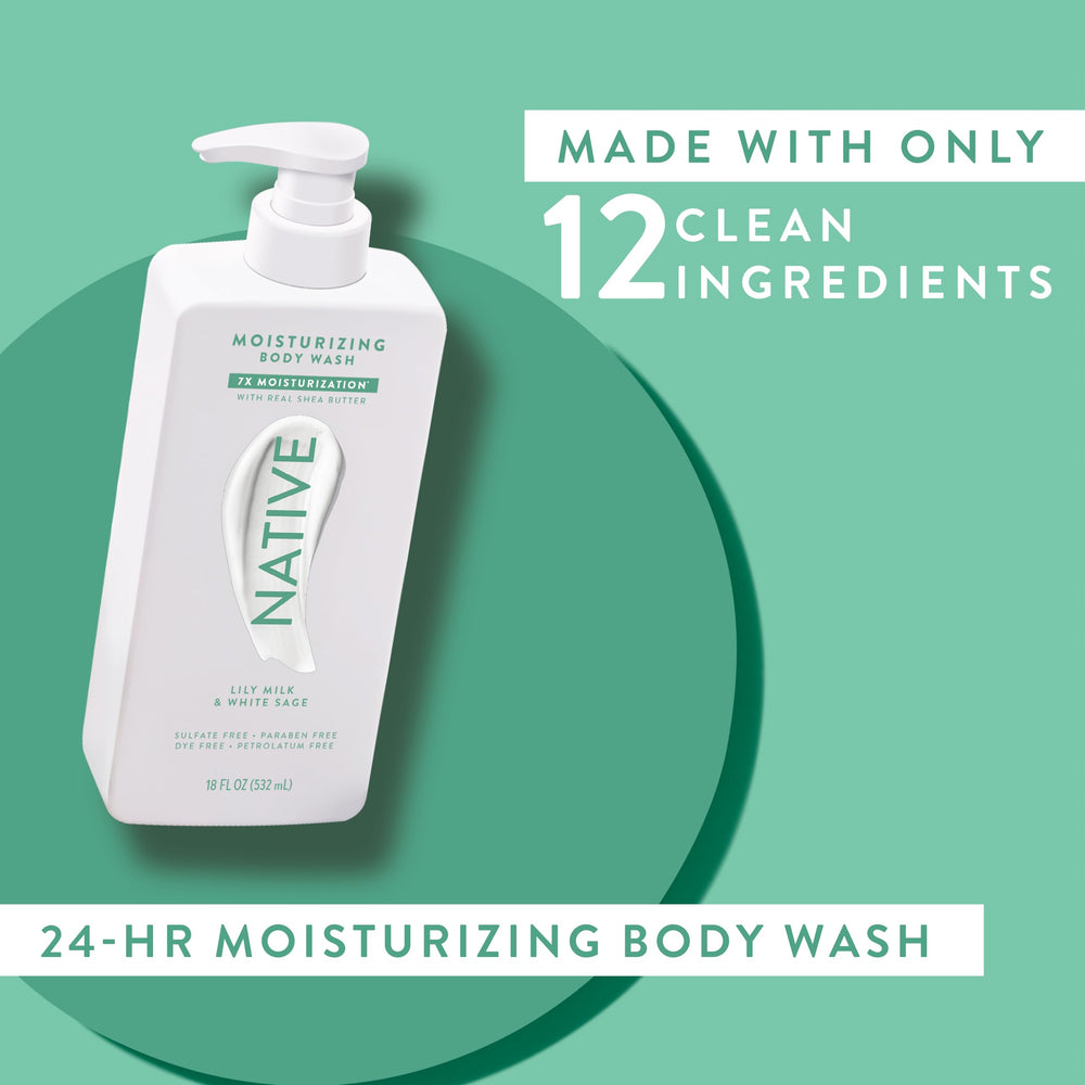 Native Lily Milk & White Sage packaging signals sulfate- and dye-free formula.