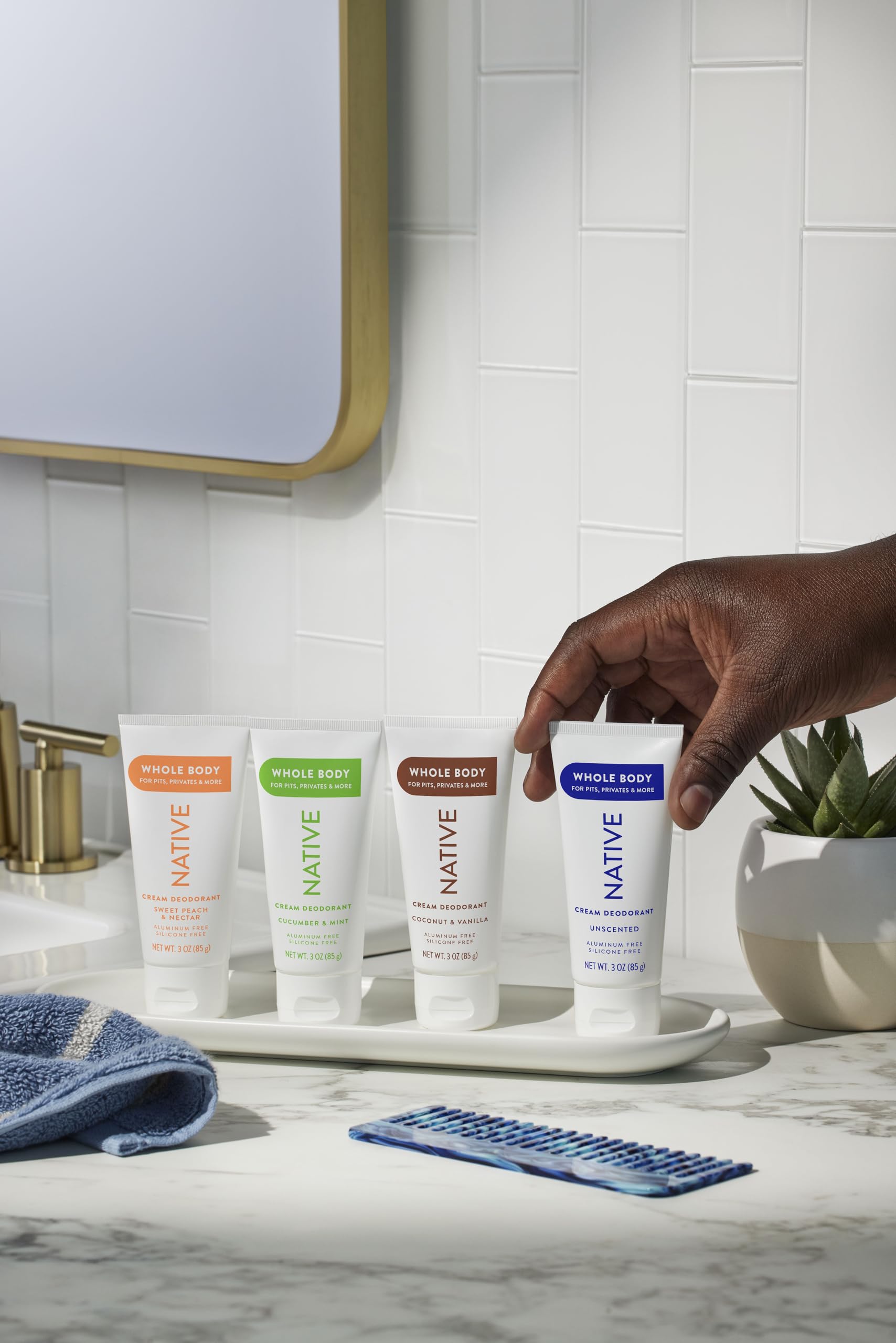Native no-residue application visual hints at clean wear without white marks.