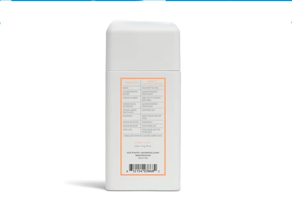 Native travel-size body wash Sweet Peach and Nectar two-pack with moisturizing lather for on-the-go routines