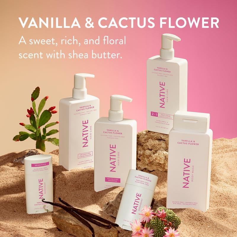 Native Vanilla & Cactus Flower 2-in-1 application demonstrates easy lather for detangling