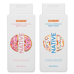 Native Vanilla Sprinkle bottle pour showcases rich foam for a refreshing morning cleanse.