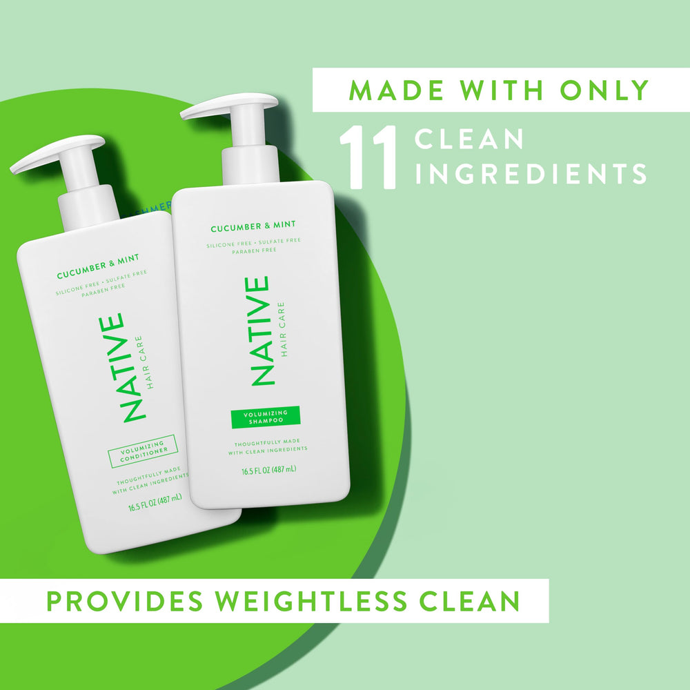 Native vegan cruelty-free logo signals ethical, plant-based hair care values.