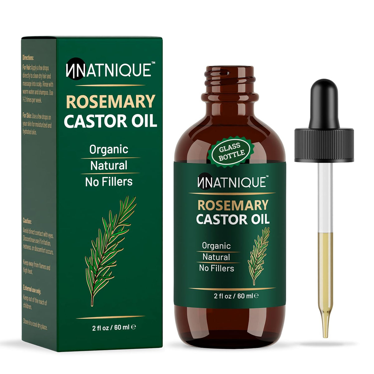 Natnique Rosemary Castor Oil bottle for hair growth