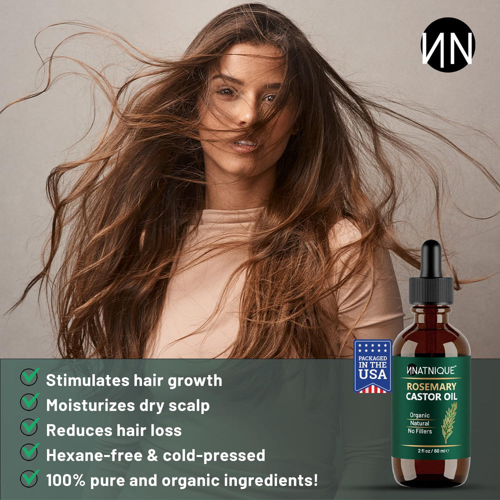Natnique rosemary castor oil dropper enables precise scalp application