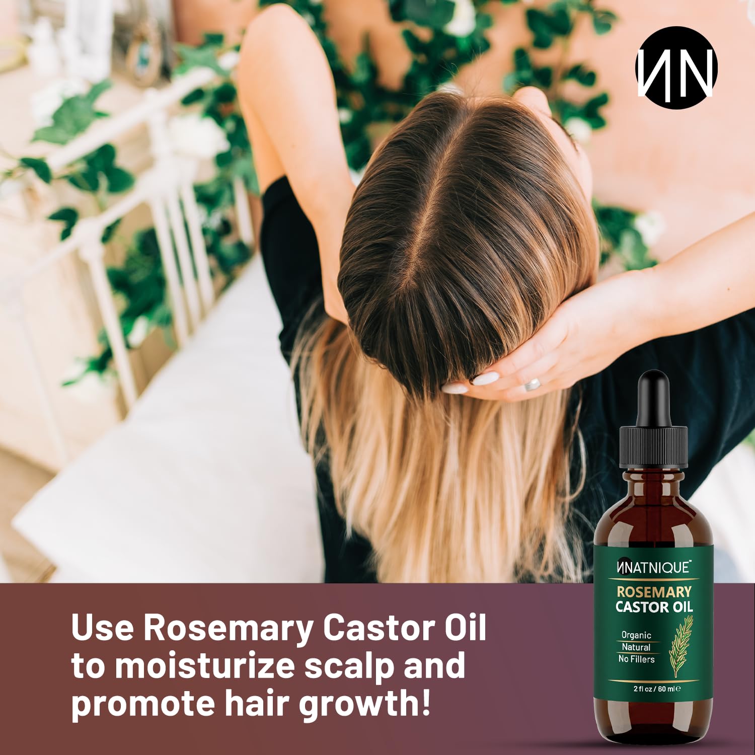 Natnique rosemary castor oil lash and brow use for fuller look