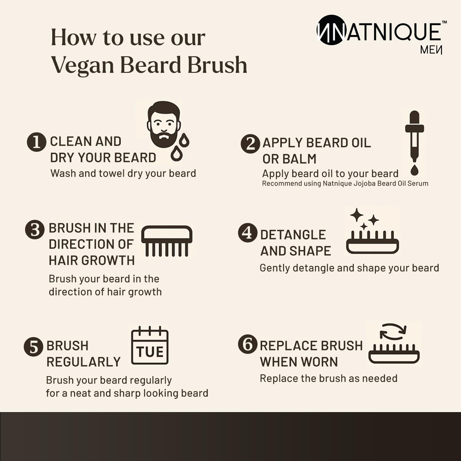 Natnique vegan beard brush packaging ready for travel and gifting.