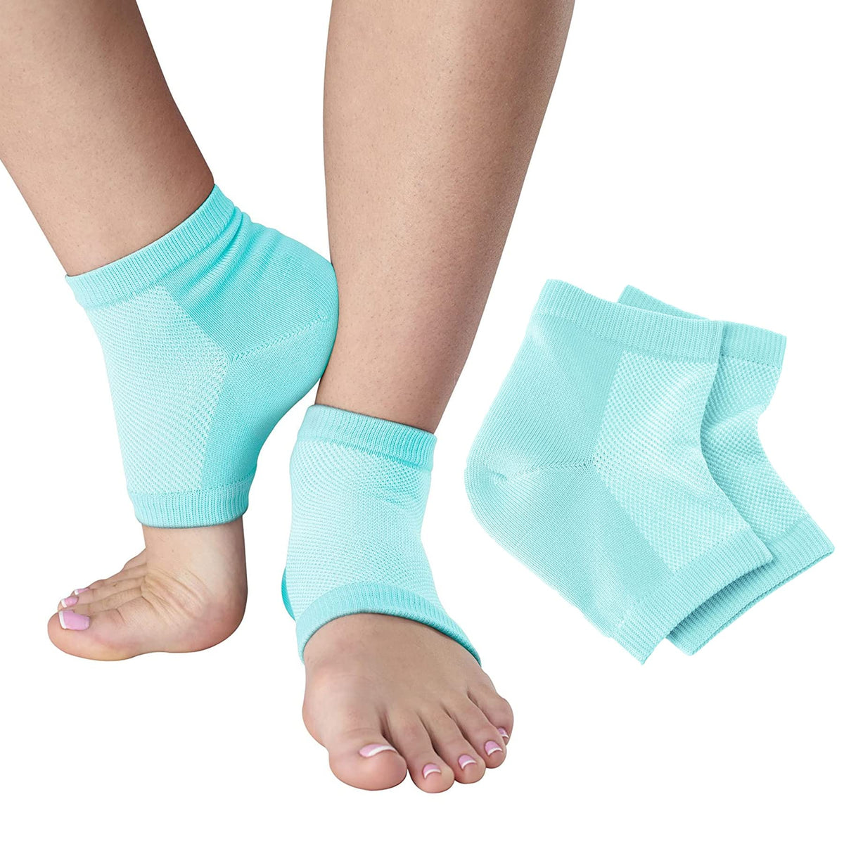 NatraCure vented gel heel sleeves pack closeup for breathable day wear.
