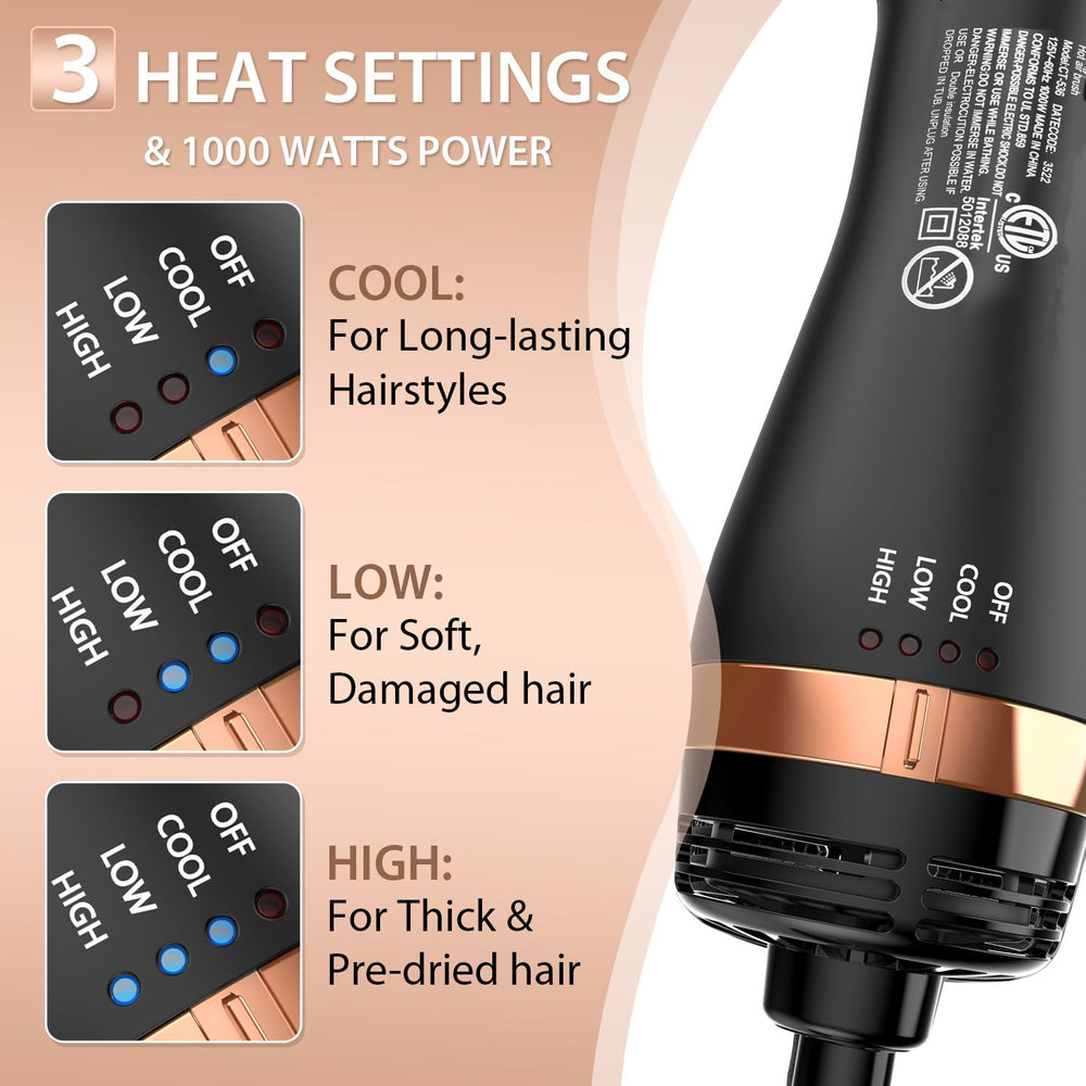 Natrial hair dryer brush 360 degree rotating cord for smooth maneuvering