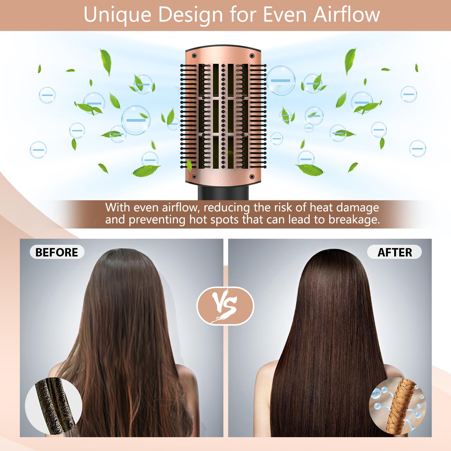 Natrial hair dryer brush safety features including ETL and ALCI plug