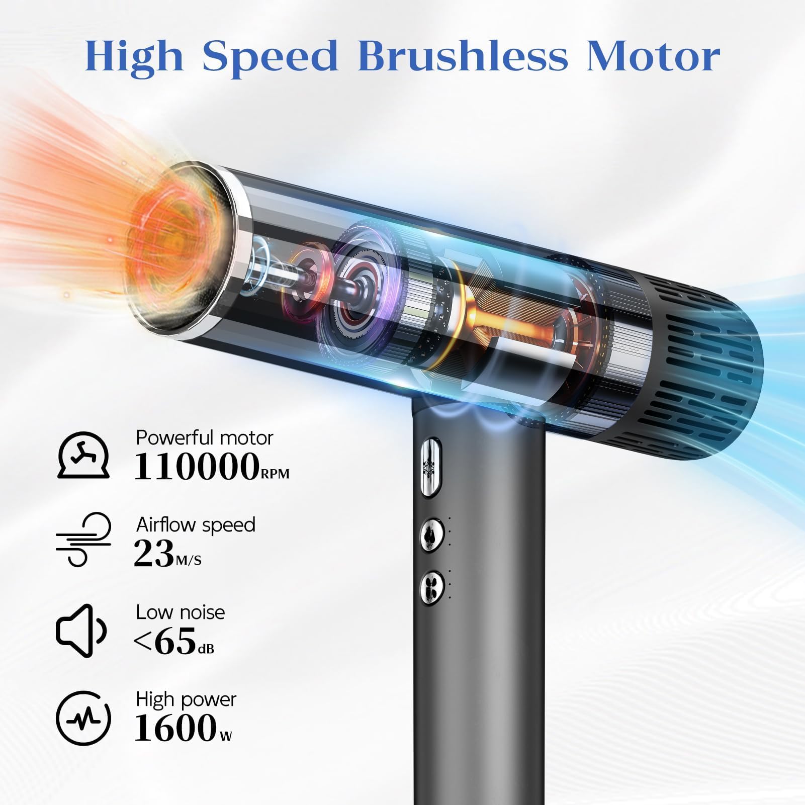 Natrial Ionic dryer with diffuser attachment enhances curly hair with even drying.