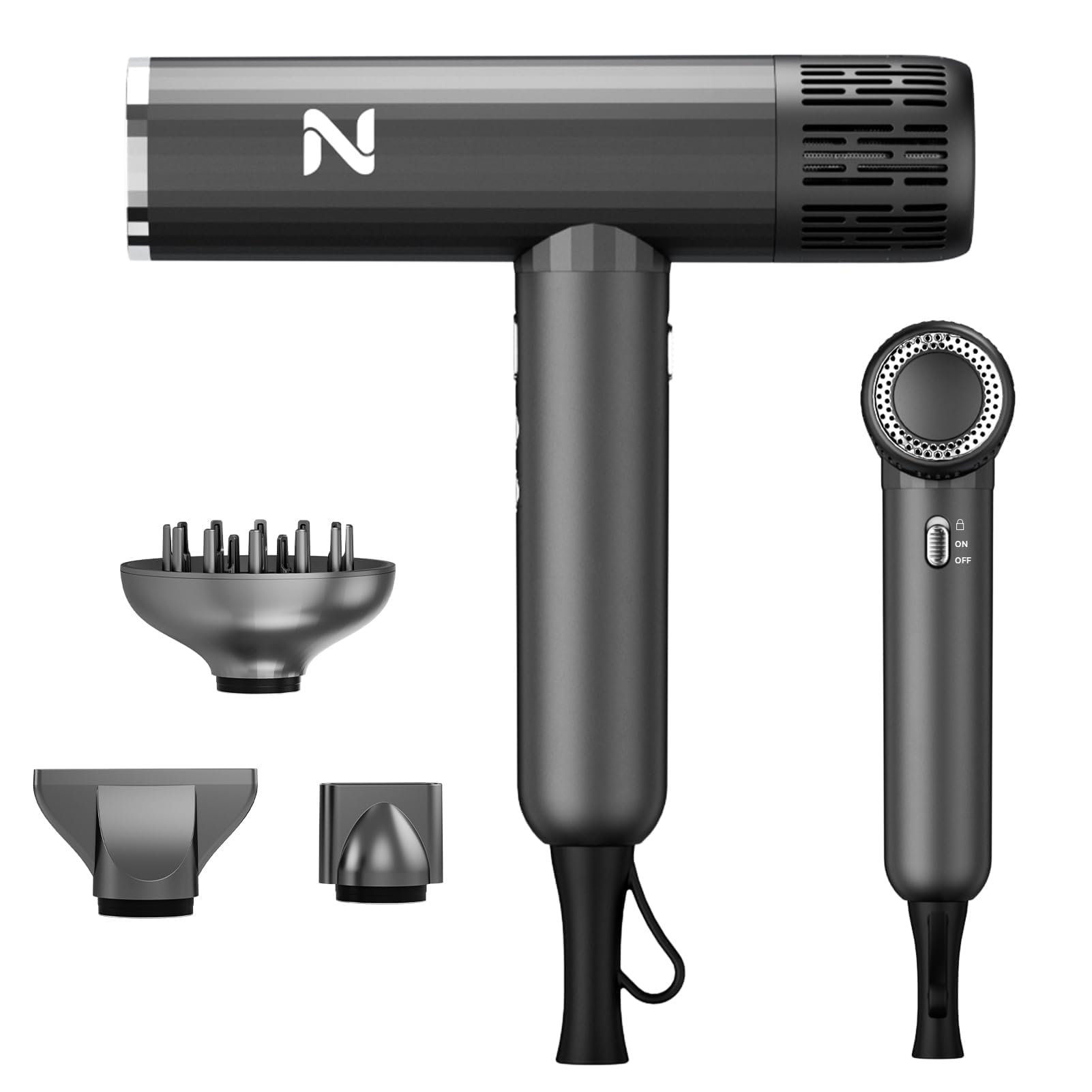Natrial Ionic Professional Hair Dryer front view shows powerful airflow for quick styling.