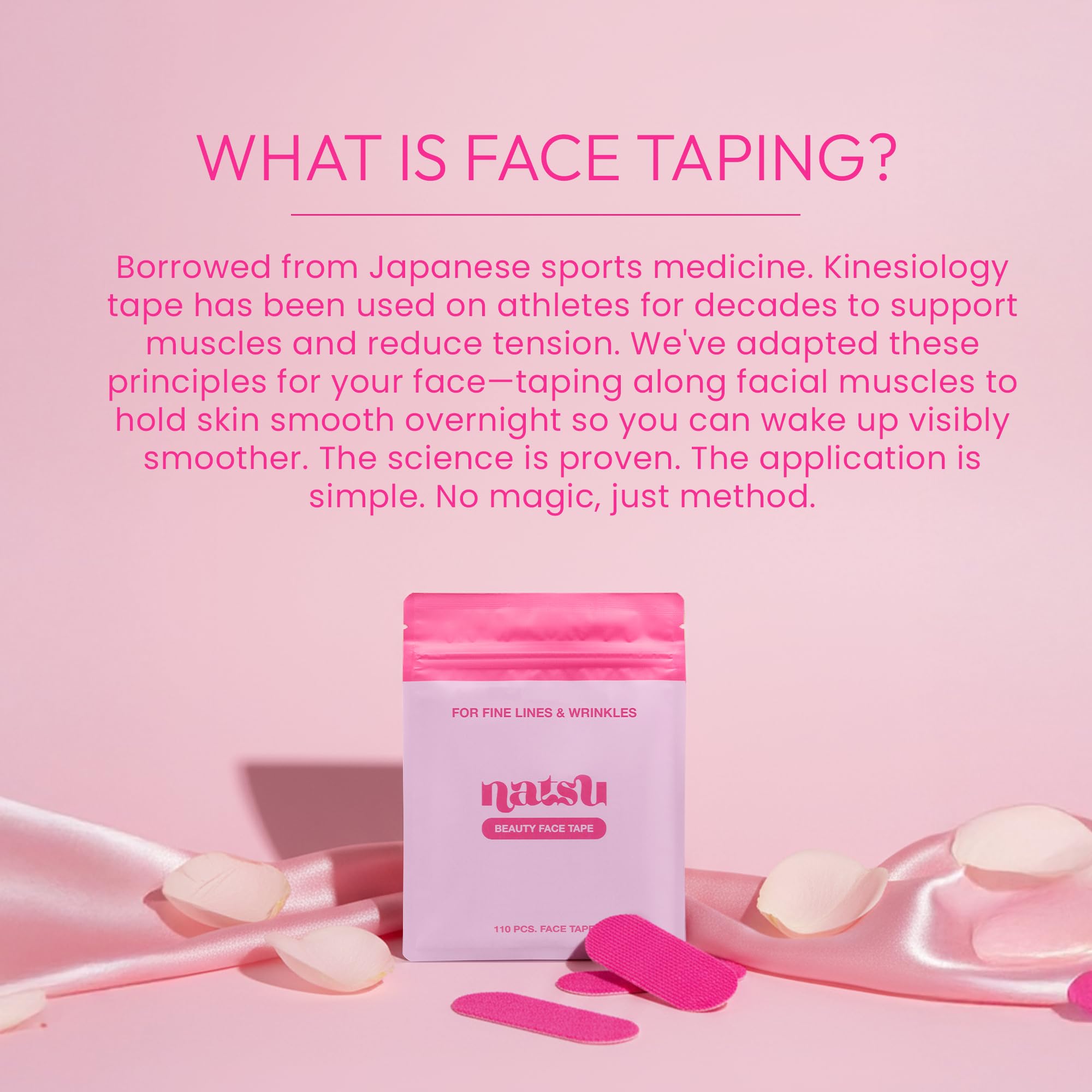 Natsu Cotton-Spandex Breathable Tape keeps skin calm and comfortable overnight.