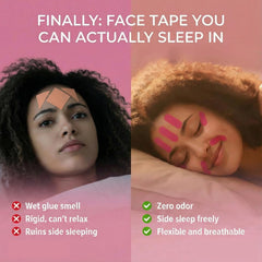 Natsu Face Tape Two Sizes Pre-Cut shows beginner-friendly fit for different facial areas.