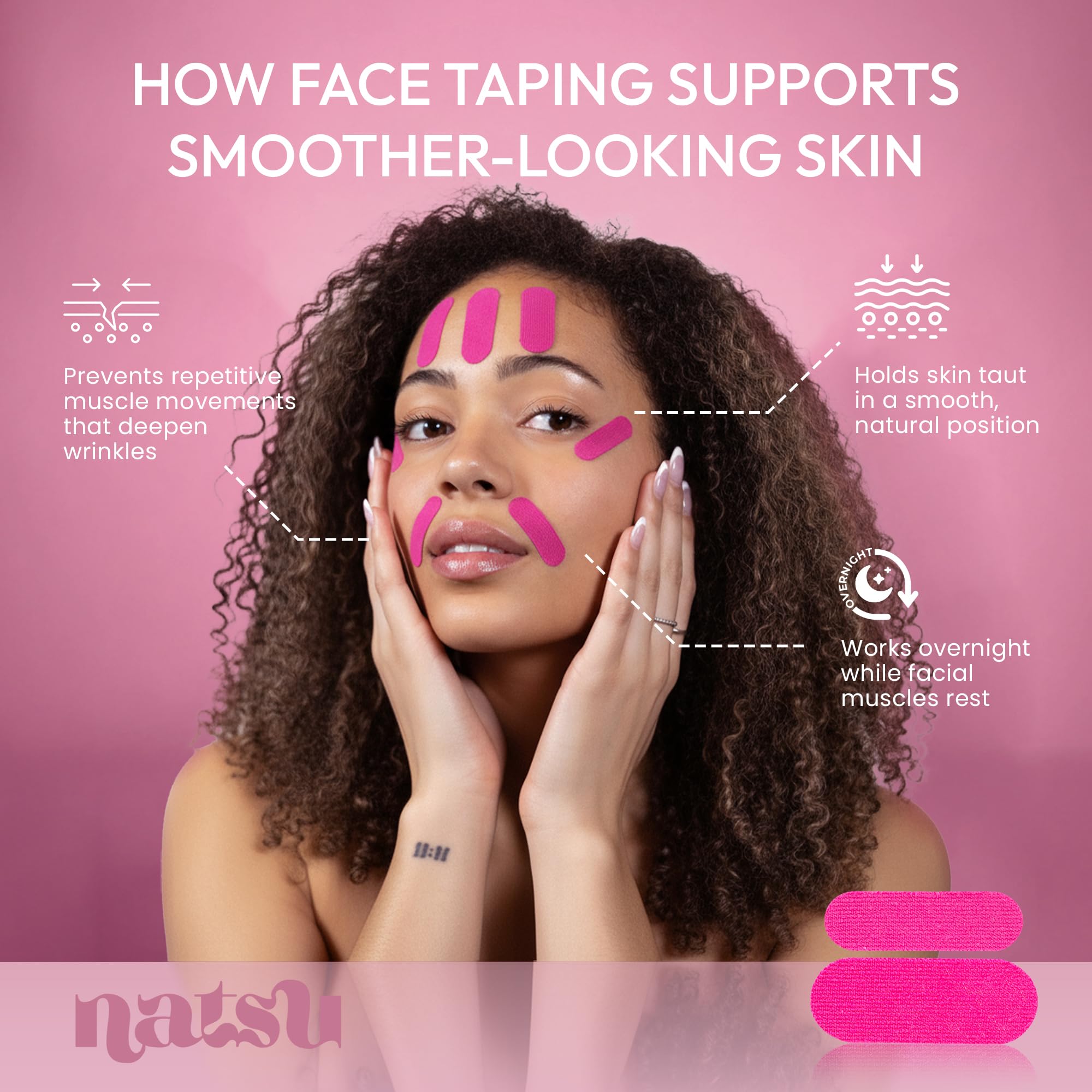 Natsu Overnight Wrinkle Patches for Smile Lines provide gentle lift as you sleep.