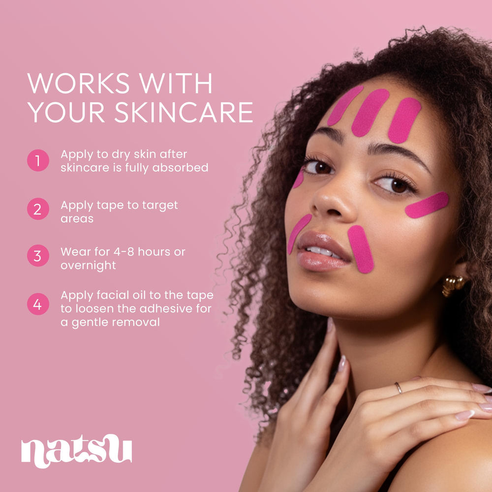 Natsu Skin Safe Latex Free Adhesive ensures gentle removal on sensitive skin.