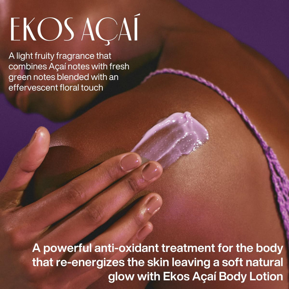 Natura Açaí Body Lotion label highlights vegan cruelty-free Brazilian formula.