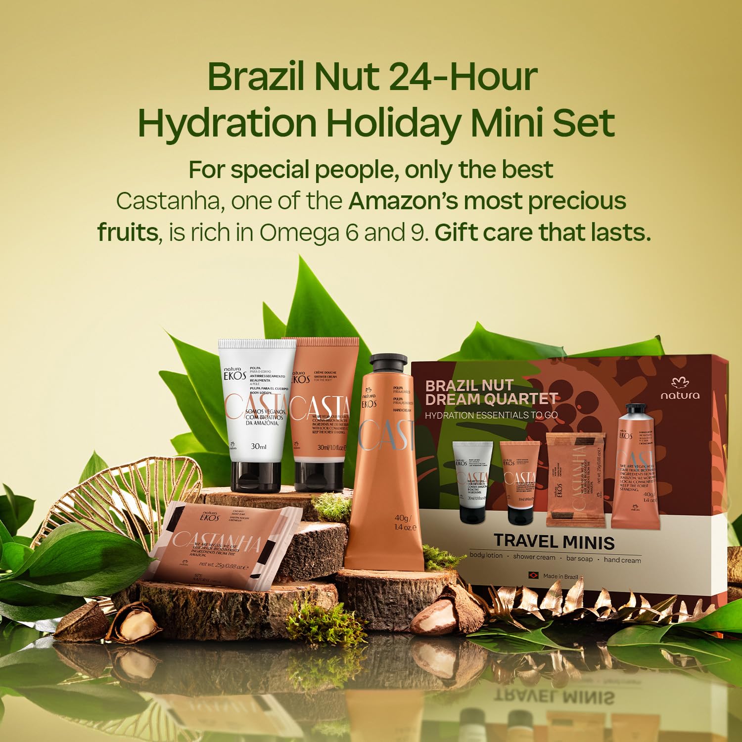 Natura Brazil Nut Dream set soap bar mini delivers silky skin.