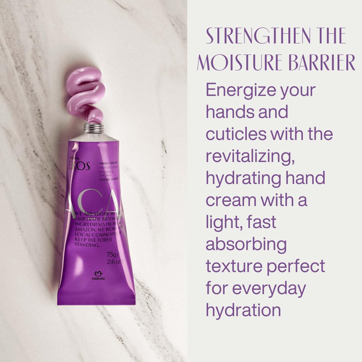 Natura Ekos Açaí Hand Cream vegan formula with ethical sourcing