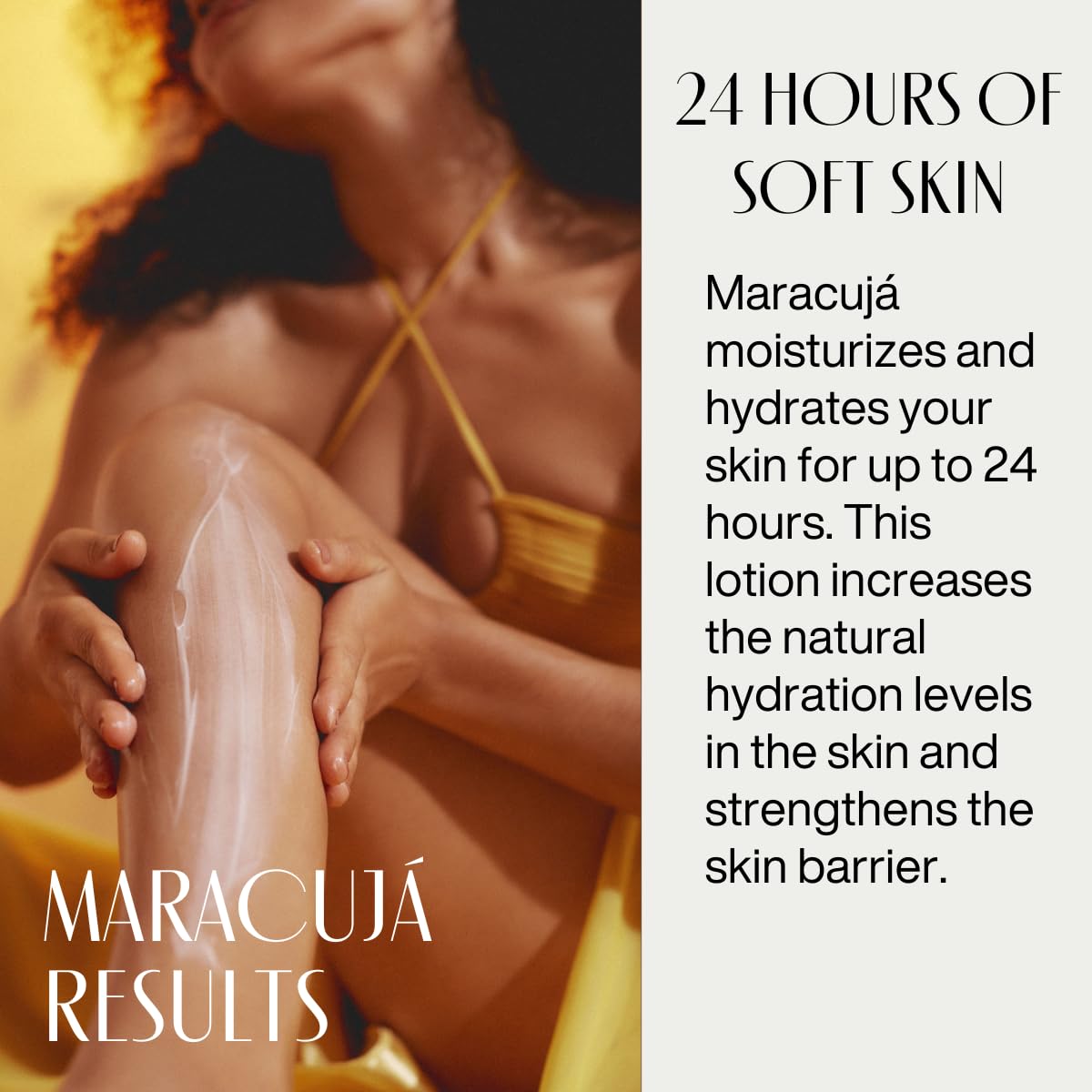 Natura Ekos Passion Fruit lotion ingredients board highlights bioactive Tukumã butter benefits