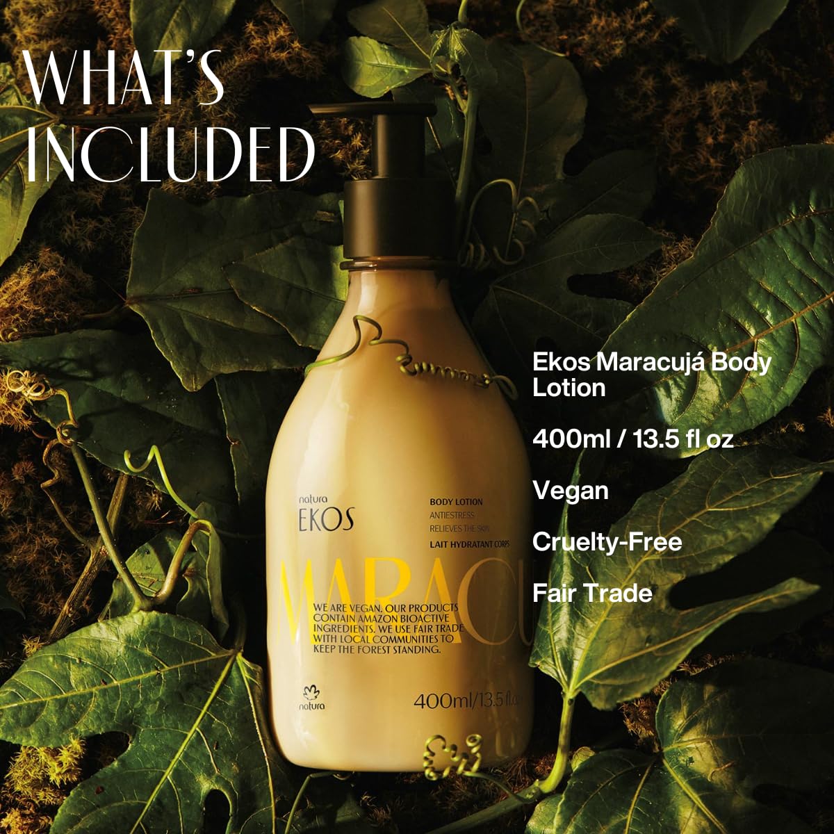 Natura Ekos Passion Fruit lotion pump cap enables easy, mess-free application