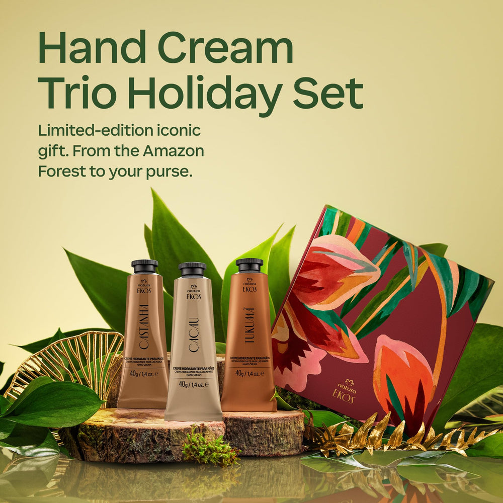 Natura gift-ready box showcases Brazilian beauty rituals and vegan creams.