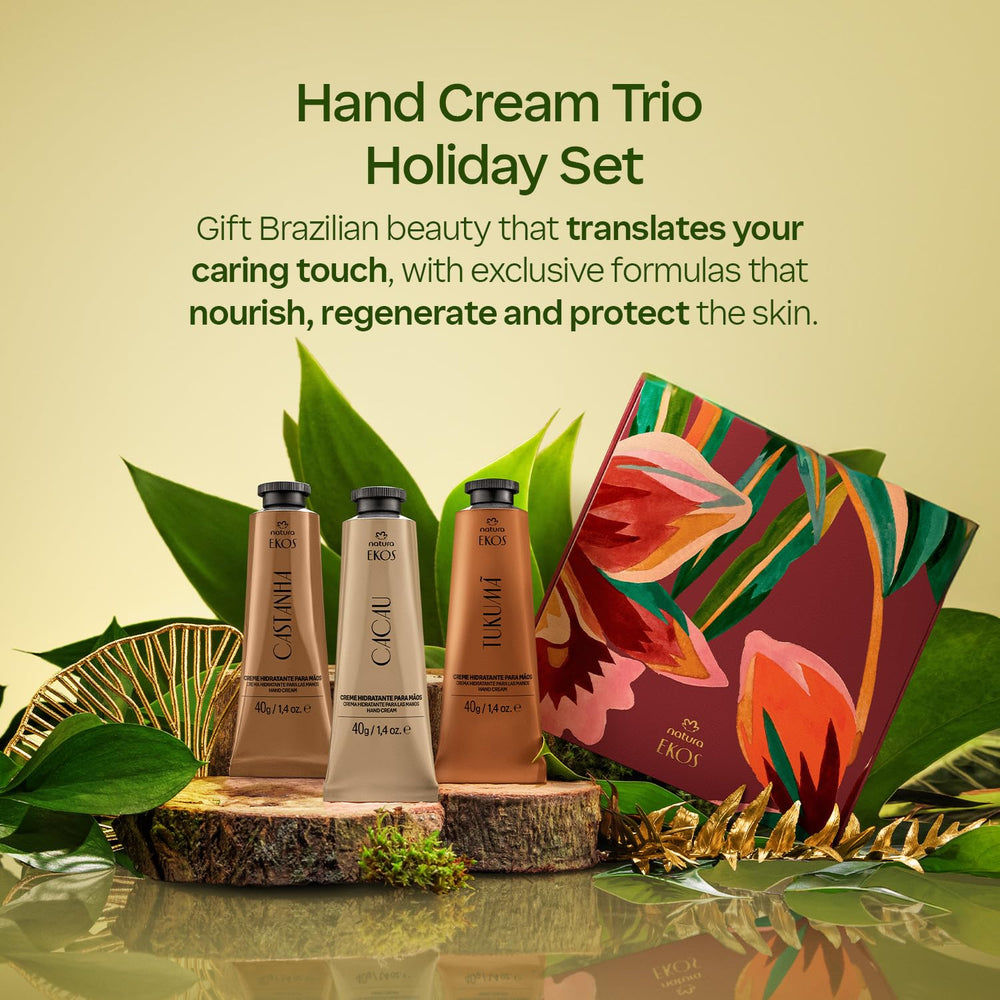 Natura Ekos hand creams in 40g travel-size tubes for on-the-go hydration.