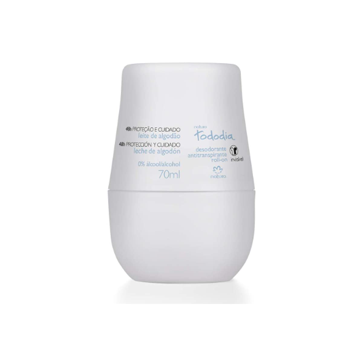 Natura Todo Dia Cotton Milk roll-on bottle provides aluminum-free all-day freshness.